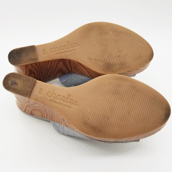Charles By Charles David Launder Wedge Sandals Weave Textured Size 6M Light Blue - Picture 10 of 16